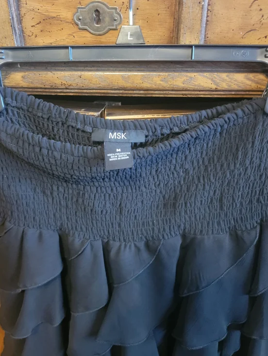 Whimsical Black Dress Skirt Sheer Lined Long Women's Flowy Skirt MSK Size M - Picture 3 of 6